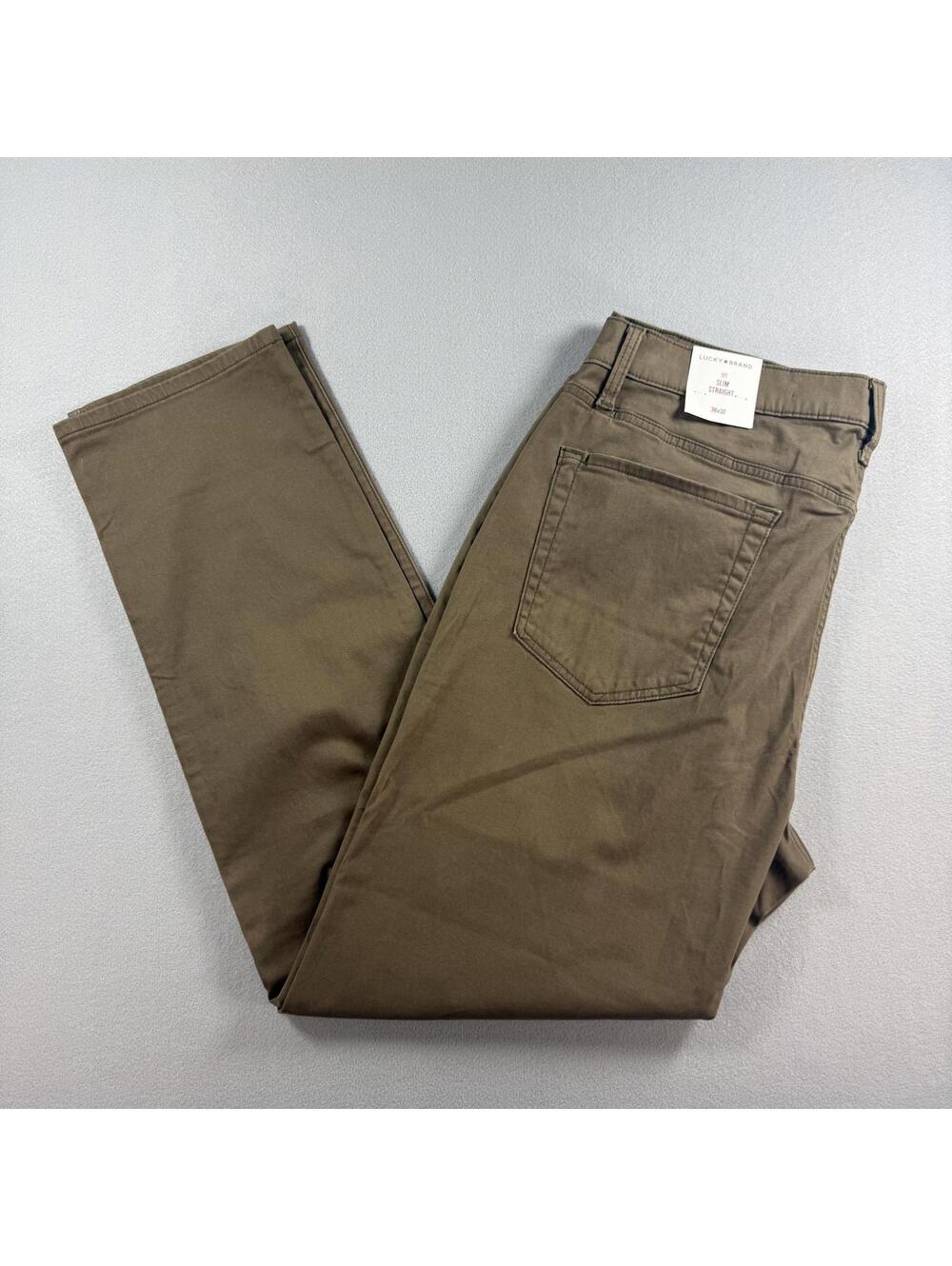NWT Lucky Brand Men's 121 Sateen Slim Straight Brown 38" x 32" Jeans